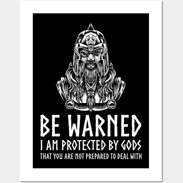 Motivational Viking Mythology - Odin - Protected By Gods Wall Art by Styr Designs